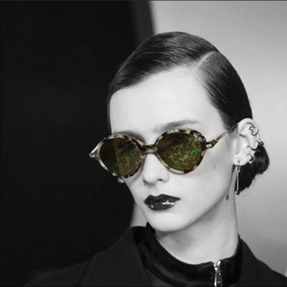 NEW Dior Umbrage Sunglasses Green Leaf Pattern Havana Runway Resortwear
